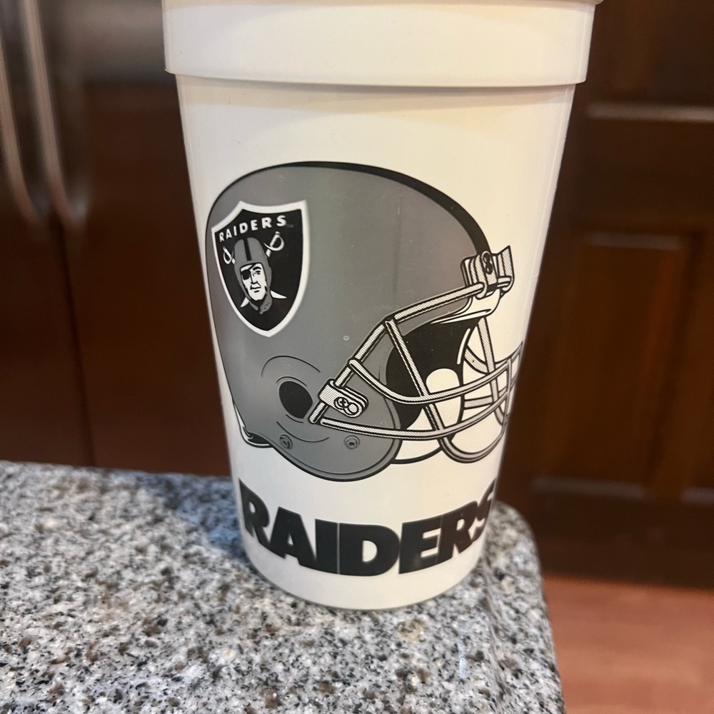 White and Black Drinkware Tumbler with Raiders Logo